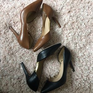 2 Pairs, black and nude(brown) d’orsay heels